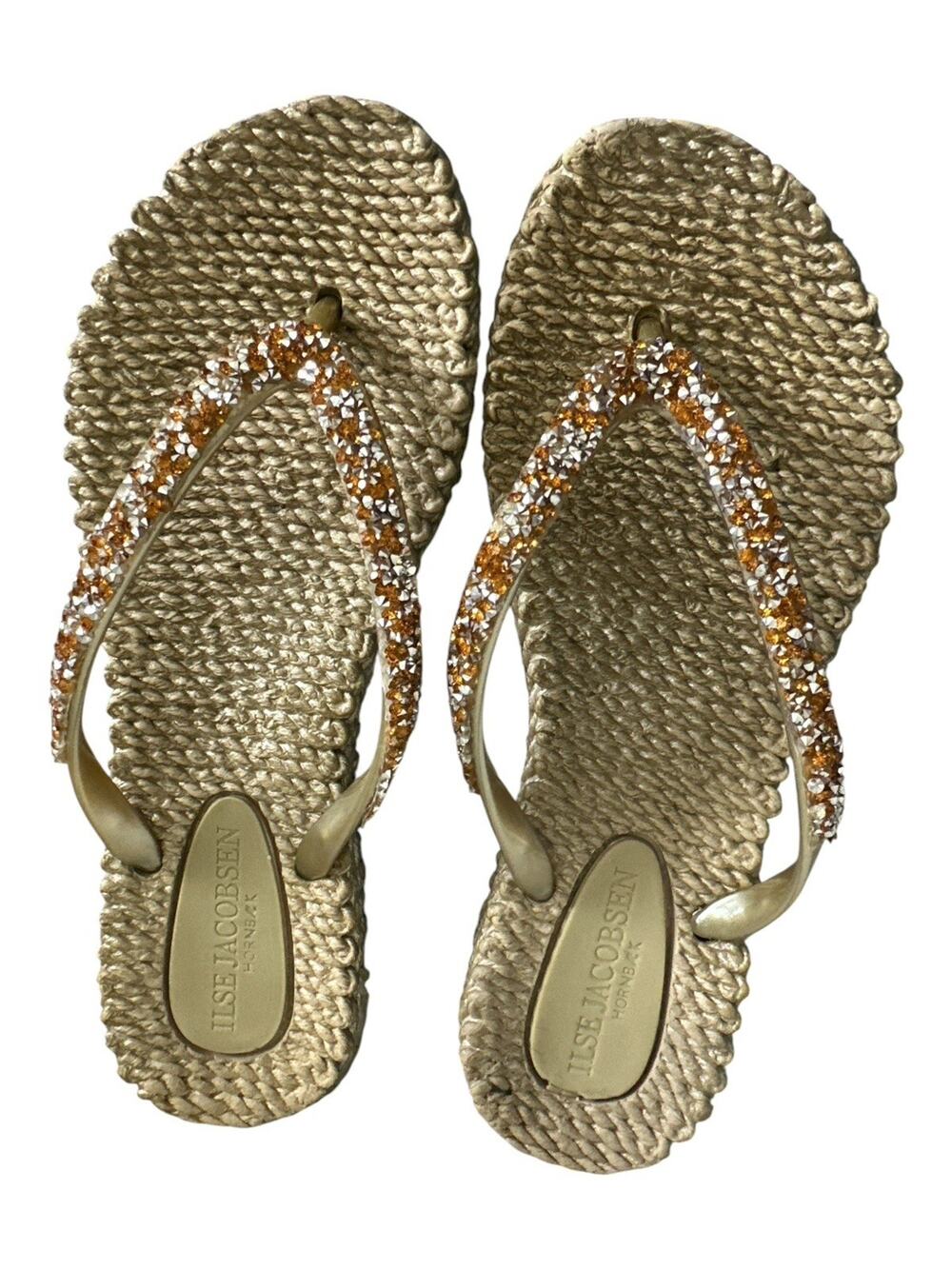 Ilse Jacobsen Cheerful Rhinestone Flip Flops Size 6